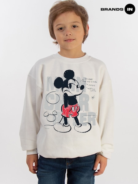 Brands In White Boys Disney Mickey Mouse Main Character Sweatshirt (H27027) | £25