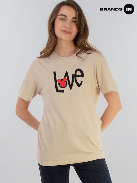 Brands In Natural Women Boyfriend Fit Disney Minnie Mouse Love 100% Cotton T-Shirt (H27034) | £23