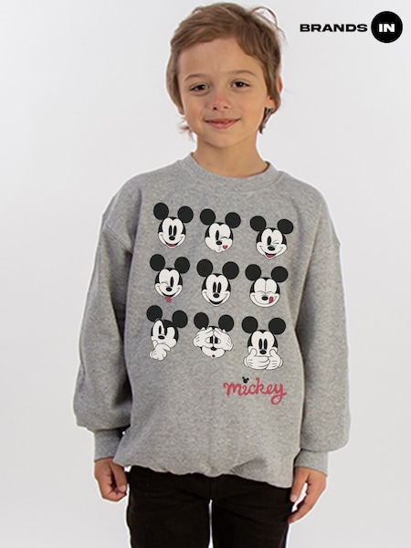 Brands In Grey Boys Disney Mickey Mouse Many Faces Sweatshirt (H27039) | £25