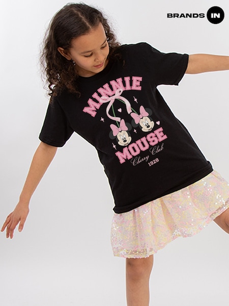 Brands In Black Girls Disney Minnie Mouse Club 100% Cotton T-Shirt (H27102) | £18