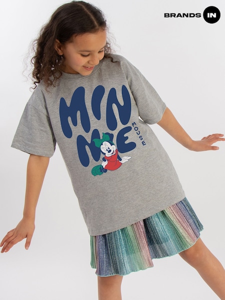 Brands In Grey Girls Disney Minnie Mouse Sitting T-Shirt (H27106) | £18