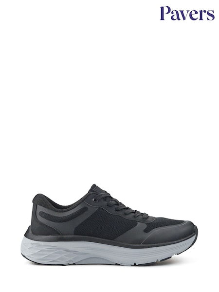 Pavers Black Comfortable Lace-Up Trainers (H27166) | £35