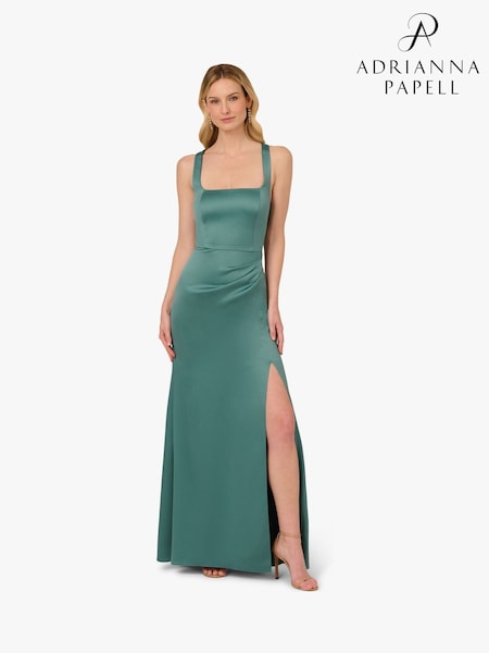 Adrianna Papell Green Sleeveless Satin Crepe Gown (H27259) | £199