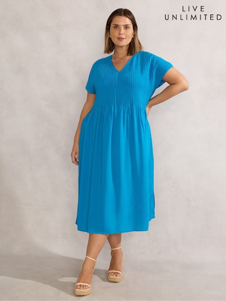 Live Unlimited Blue Pintuck Midi Dress (H27281) | £89