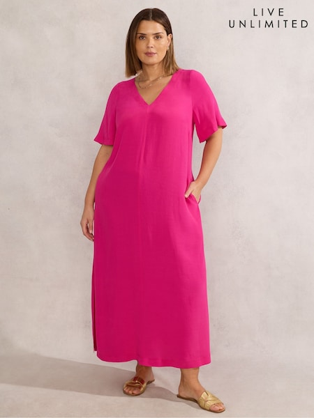 Live Unlimited Pink V-Neck Dress (H27305) | £79