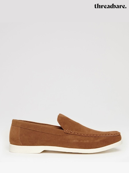 Threadbare Brown Faux Suede Slip On Loafers (H27310) | £38