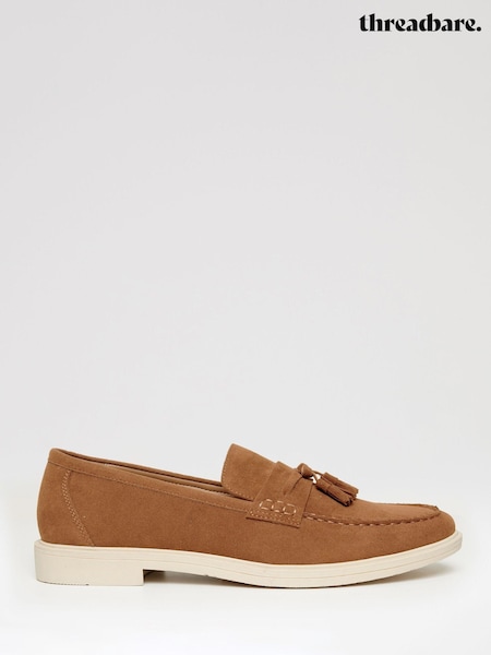 Threadbare Brown Faux Suede Tassel Loafers (H27322) | £38