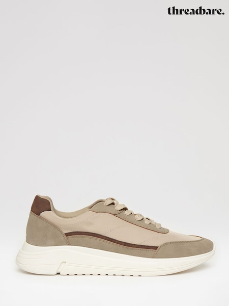 Threadbare Brown Retro Panelled Court Trainers (H27330) | £40