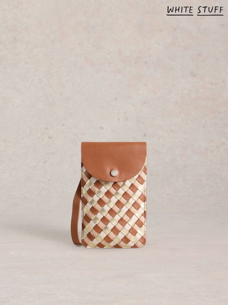 White Stuff Brown Coco Weave Phone Bag (H27431) | £39