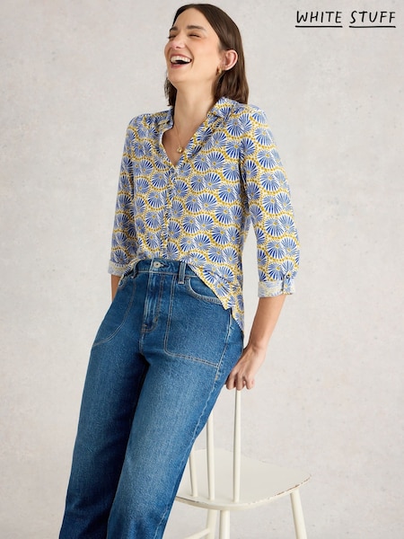 White Stuff Blue Annie Jersey 100% Cotton Shirt (H27452) | £45