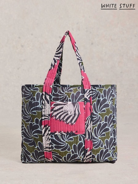 White Stuff Green Elaine Reversible Beach 100% Cotton Bag (H27453) | £69