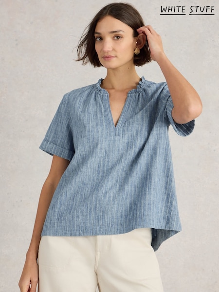White Stuff Blue 100% Organic Cotton Teakie Stripe Top (H27559) | £55