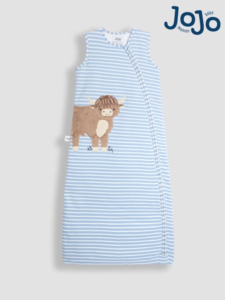 JoJo Maman Bébé Blue Highland Cow Appliqué 2.5 tog Toddler Sleeping Bag (H27707) | £34
