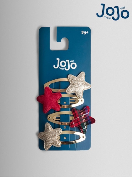 JoJo Maman Bébé Gold 4-Pack Festive Embroidered Clips (H27715) | £8.50