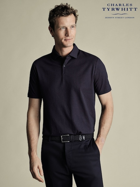 Charles Tyrwhitt Blue Printed Performance Polo Shirt (H27832) | £65