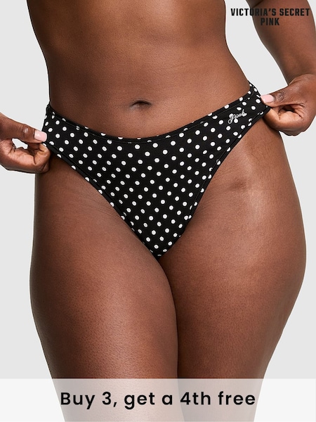 Victoria's Secret PINK Black Dot Print Brazilian Cotton Knickers (H27926) | £9