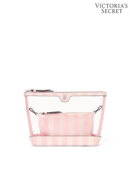 Victoria's Secret Iconic Stripe Pink AM/PM Makeup Bag Duo (H27927) | £29
