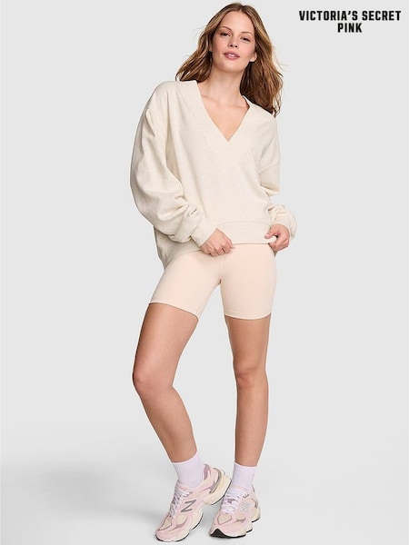 Victoria's Secret PINK Natural Heather White Fleece Sweatshirt (H27936) | £49