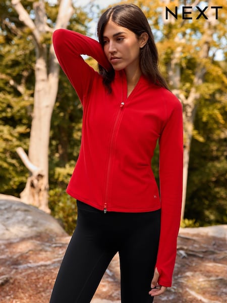Red Thermal Soft Touch Zip-Up Long Sleeve Top (H28424) | £24