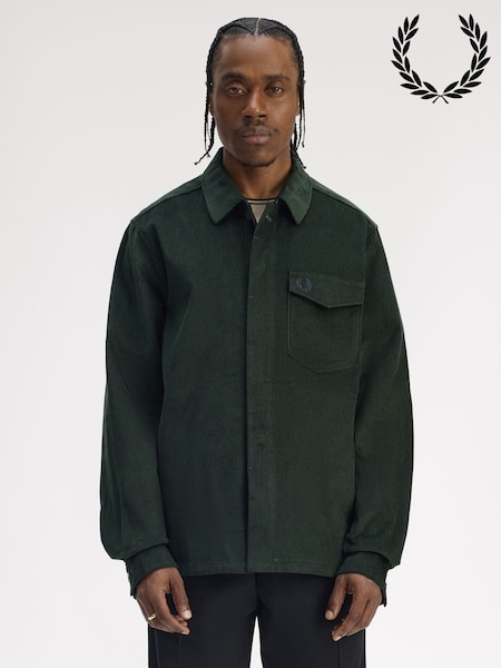 Fred Perry Green Corduroy Overshirt (H28444) | £160