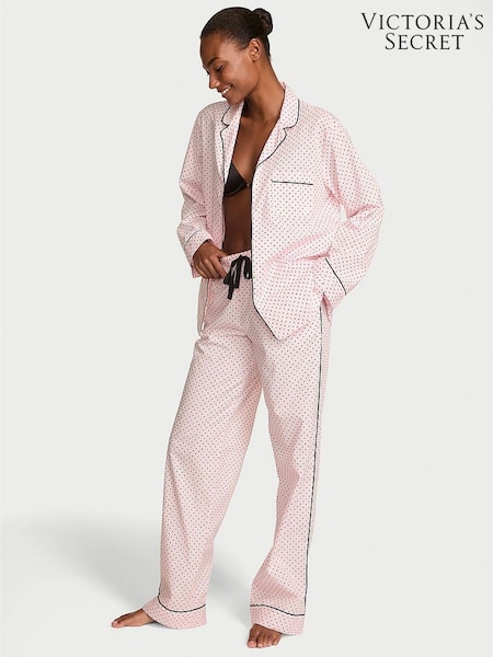 Victoria's Secret Angel Pink Small Dot Cotton Long Pyjamas Set (H28476) | £49