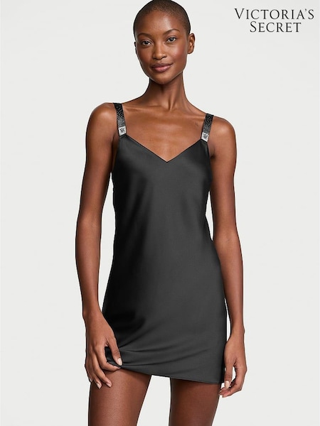 Victoria's Secret Black Scattered Shine Satin Strappy Back Slip (H28511) | £69