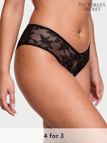 Victoria's Secret Black Rose Lace Crotchless Knickers (H28512) | £18