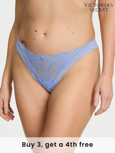 Victoria's Secret Blue Cameo Thong Lace Knickers (H28577) | £18