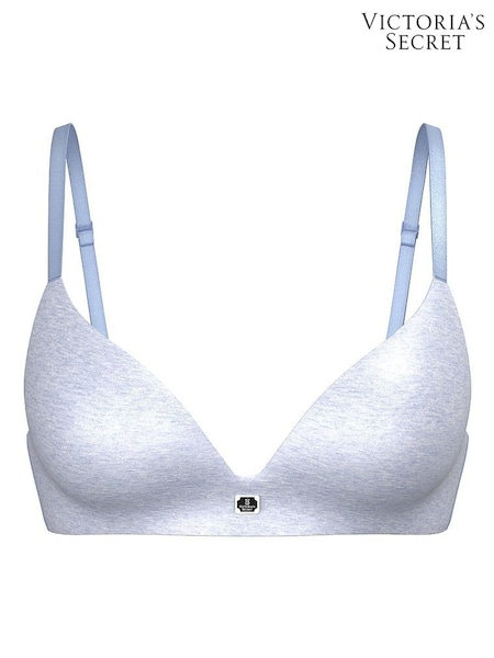 Victoria's Secret Heather Cornflower blue Non Wired Lightly Lined Cotton Logo Bra (H28627) | £39 - £40