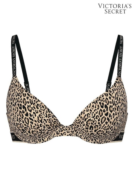 Victoria's Secret Leopard Brown Lightly Lined Full Cup Cotton Logo Bra (H28706) | £35 - £36