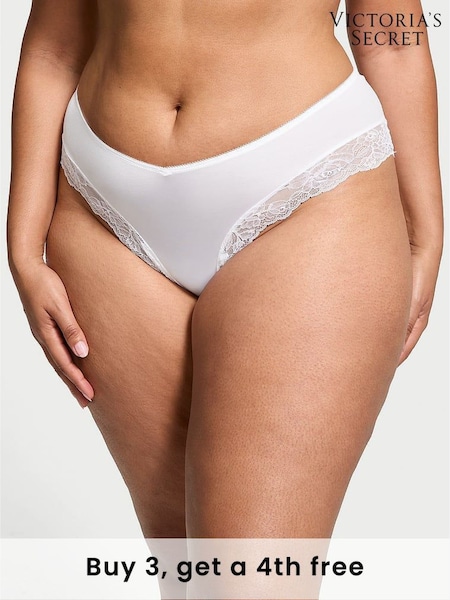 Victoria's Secret White Cheeky Rose Lace Trim Knickers (H28714) | £14