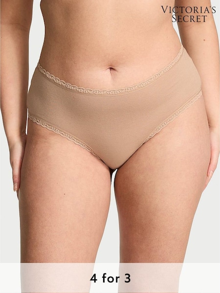 Victoria's Secret Praline Nude Cheeky Cotton Lace Trim Knickers (H28772) | £9