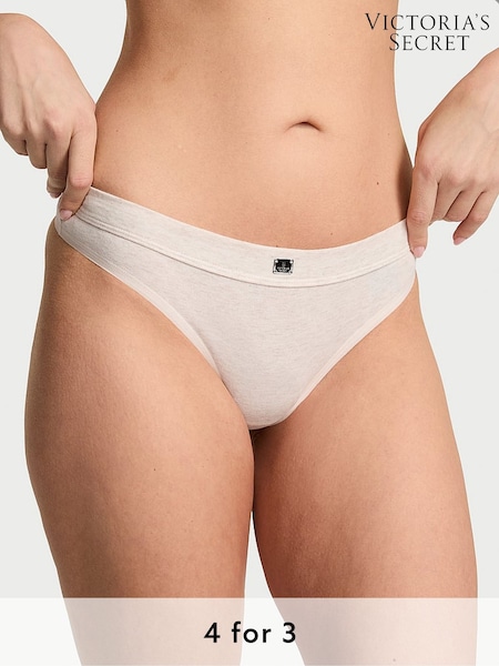Victoria's Secret Nude Heather Thong Cotton Logo Knickers (H28786) | £9
