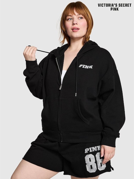 Victoria's Secret PINK Black Fleece Zip Up Hoodie (H28796) | £49