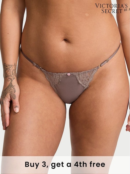 Victoria's Secret Titanium Grey Lace Trim G String Knickers (H28825) | £14