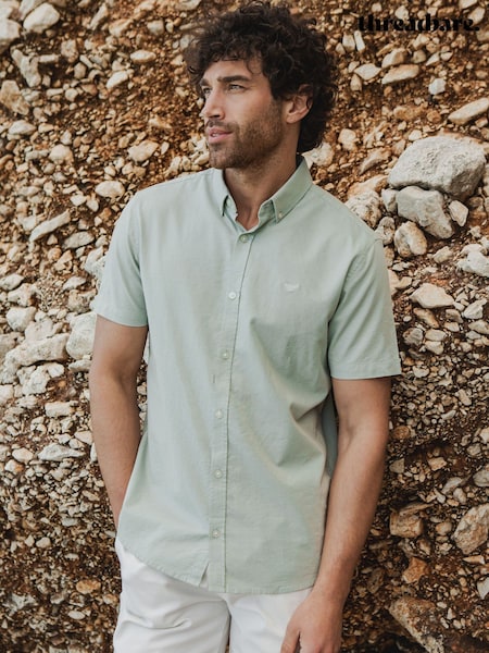 Threadbare Green Short Sleeve 100% Cotton Shirt (H28898) | £22
