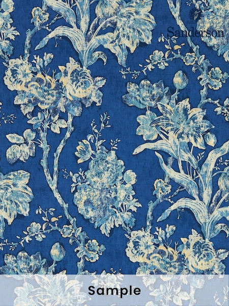 Sanderson Smalt Fringed Tulip Toile Giles Deacon Wallpaper Sample (H28910) | £1