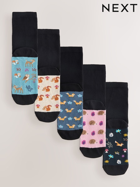 Autumn Animals Footbed Ankle Socks 5 Pack (H28916) | £12