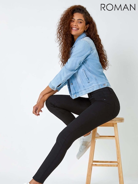 Roman Black Elastic Waist Stretch Denim Leggings (H28933) | £32