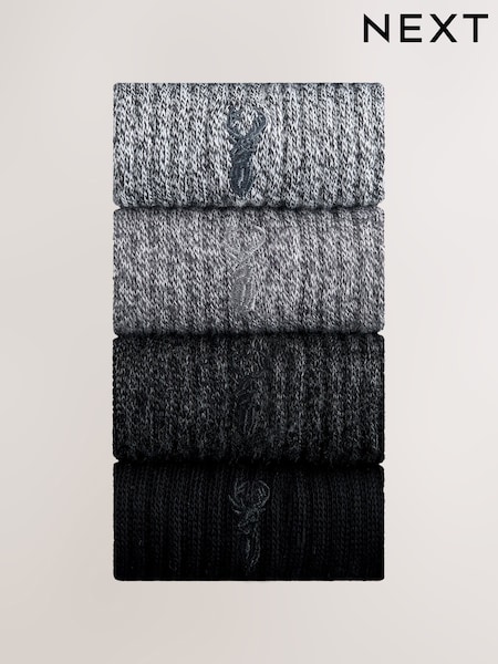 Grey Twisted Heavyweight Socks 4 Pack (H28940) | £15