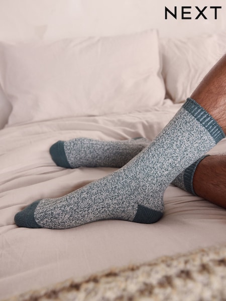 Green/Cream Twisted Matching Family Christmas Supersoft Socks 2 Pack (H29289) | £12