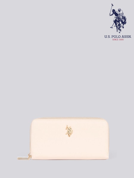 U.S. Polo Assn. Cream Womens Jones Large D-Zip Wallet (H29385) | £50