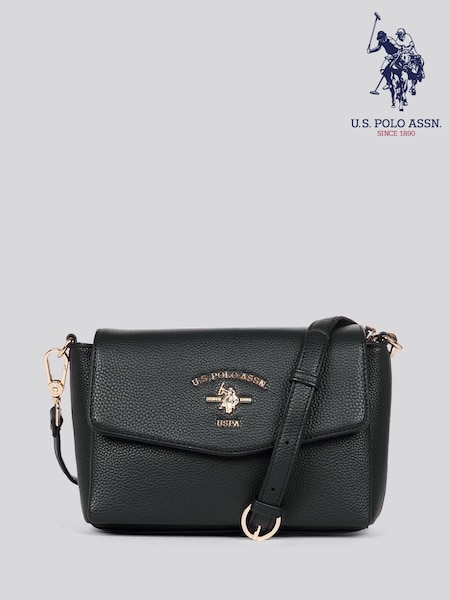 U.S. Polo Assn. Black Womens Stanford Flap Cross-Body Bag (H29395) | £80