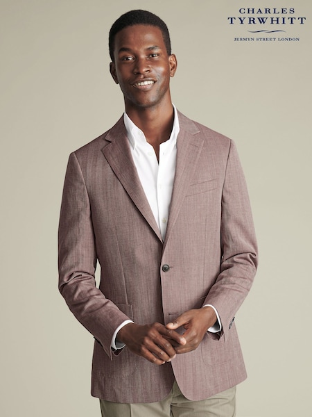 Charles Tyrwhitt Red Slim Fit Wool Silk Jacket (H29453) | £279