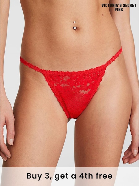 Victoria's Secret PINK Red Pepper G-String Floral Lace Knickers (H29492) | £9