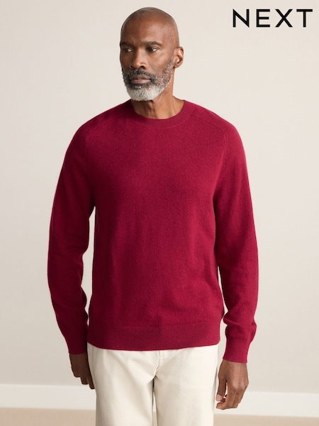 Red Regular Fit Signature 100% Cashmere Crew Neck Jumper (H29598) | £99