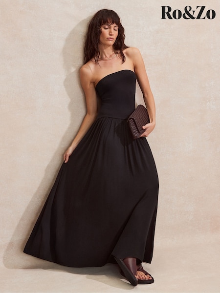Ro&Zo Black Jersey Bandeau Dress (H29819) | £89