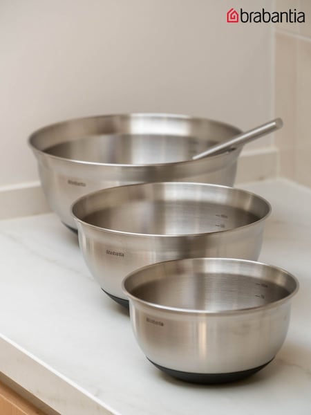 Brabantia Matt Steel Profile Mixing Bowl Set (H29825) | £52