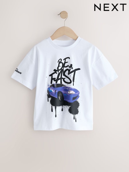 White Fast And Furious Short Sleeve T-Shirt (3-16yrs) (H29928) | £15 - £18