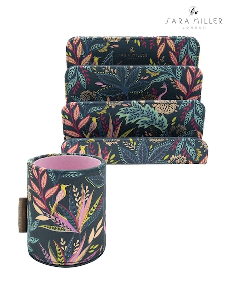 Sara Miller Navy Blue Savannah Pen Holder & Letter Organiser Rack (H29950) | £46